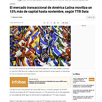 El mercado transaccional de Amrica Latina moviliza un 13% ms de capital hasta noviembre, segn TTR Data